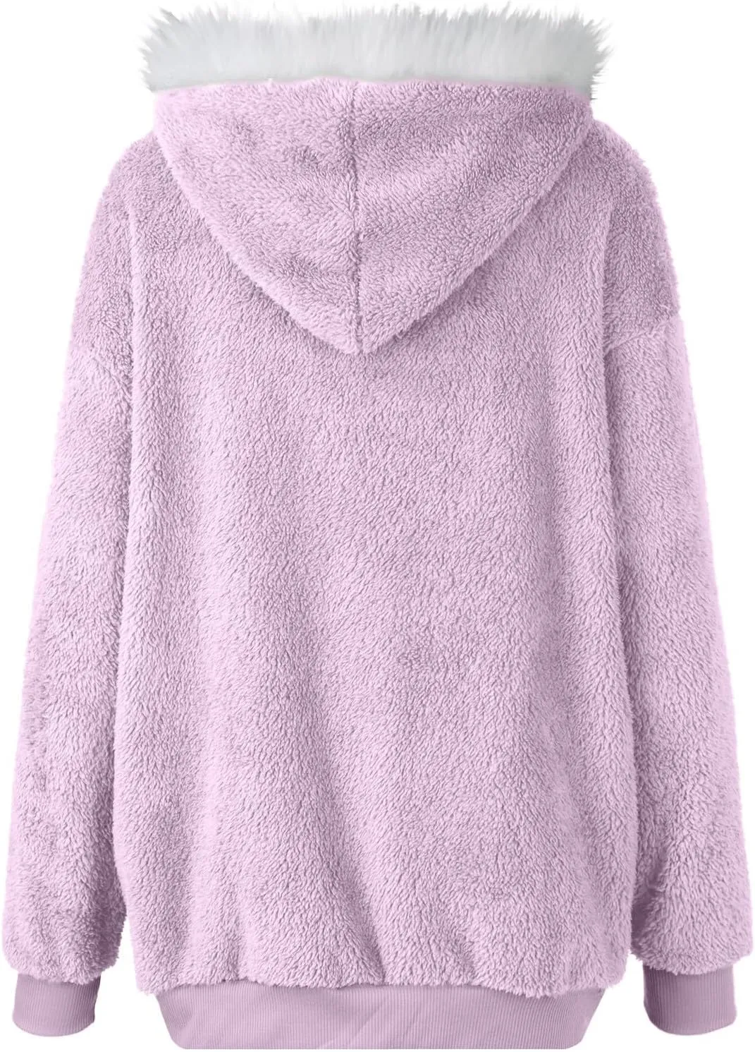 Womens Plus Size Fuzzy Fleece Jacket Winter Full Zip Plush Hooded Cardigan Coats Soft Oversized Shaggy Warm Outerwear