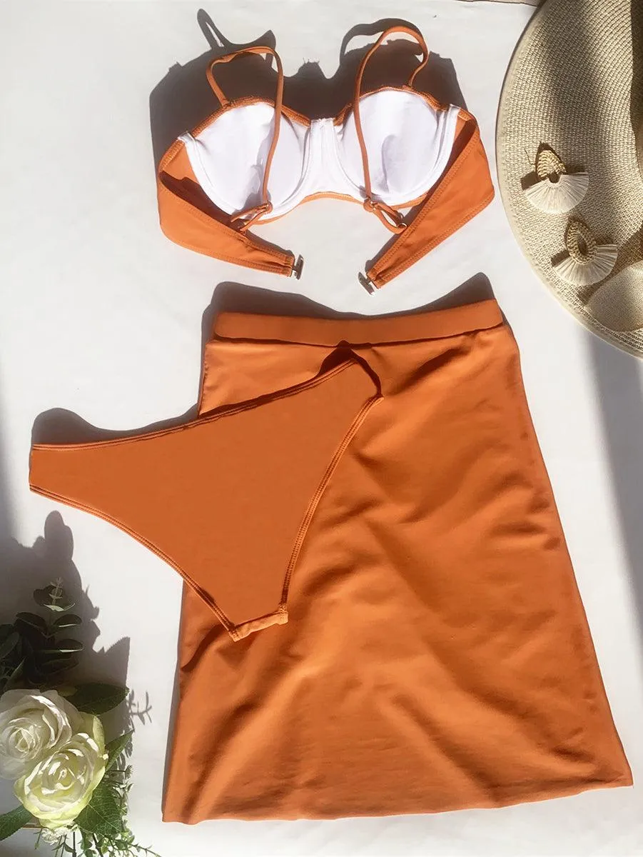 Women's Sexy Bikini Set with Beach Cover-Up | White Designer Swimwear