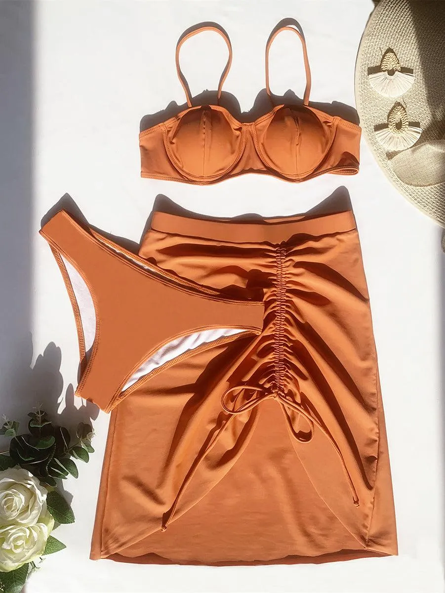 Women's Sexy Bikini Set with Beach Cover-Up | White Designer Swimwear