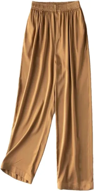 Women's Spring Mulberry-Silk Harem Pants - 100% Natural 20MM Silk Satin Pants Cool Casual Trousers