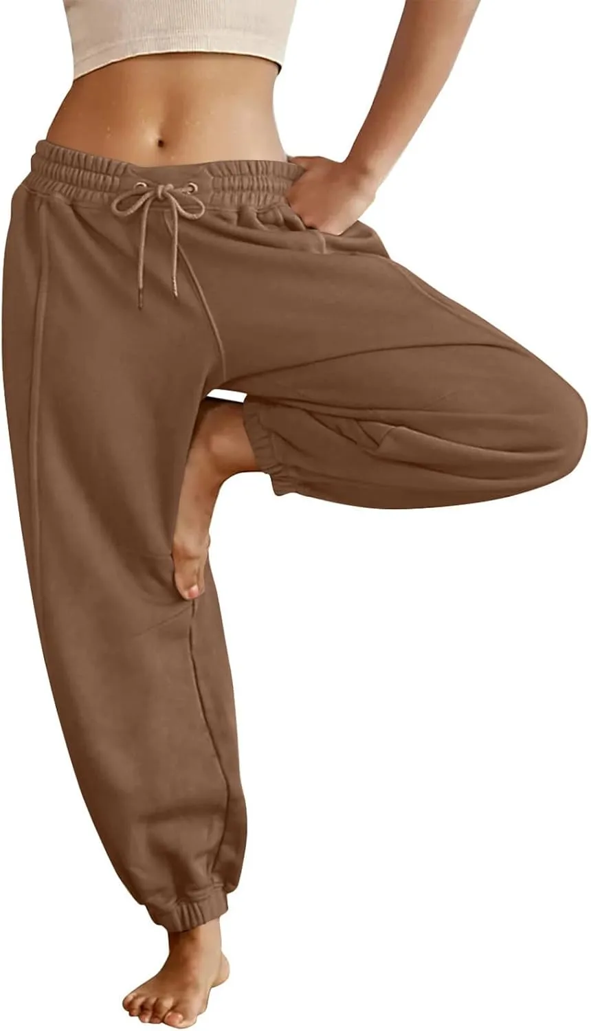 Womens Sweatpants Joggers Elastic High Waist Drawstring Lightweight Office Pants Slim Fit Trousers with Pocket 2024