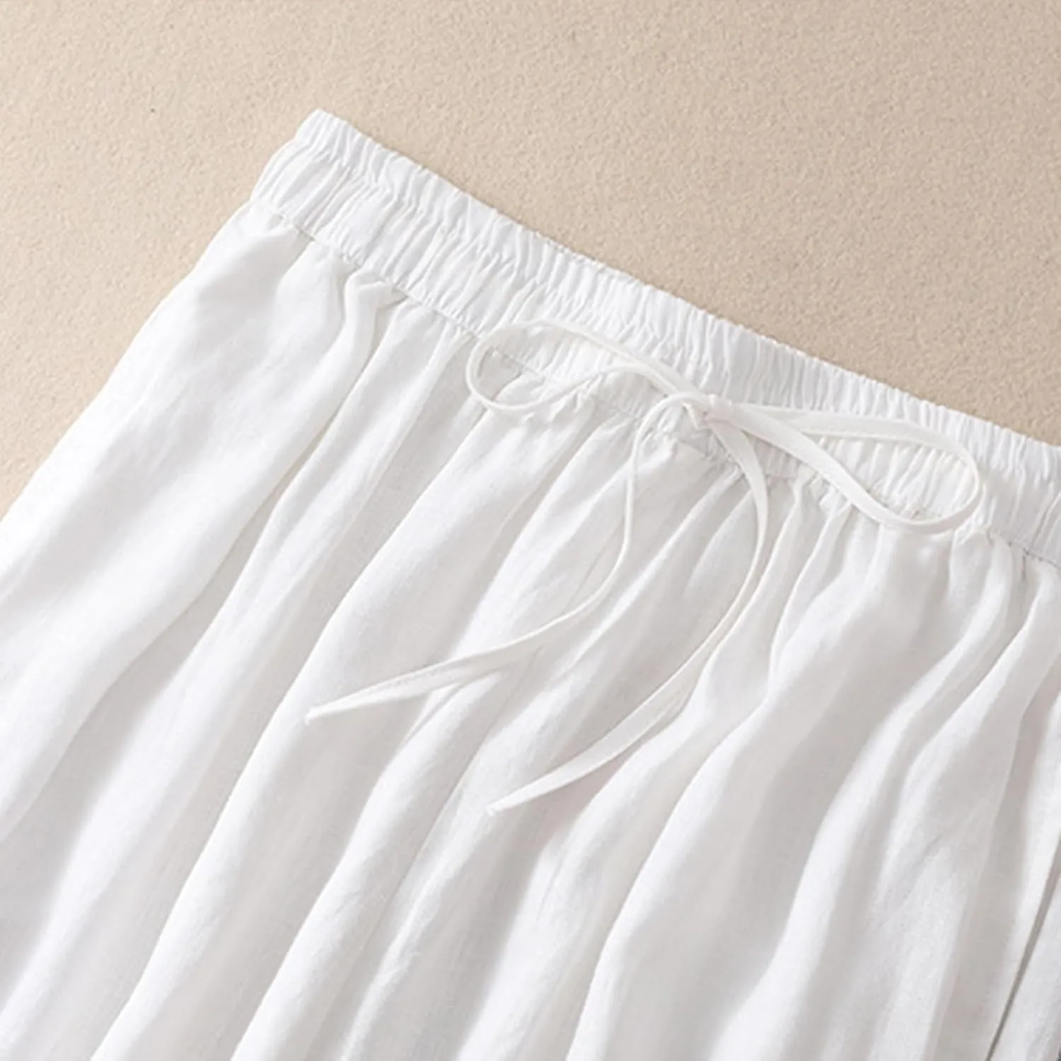 Womens Sweatpants, Straight Leg Striped Side Linen Peasant Pants Casual Elastic Waist