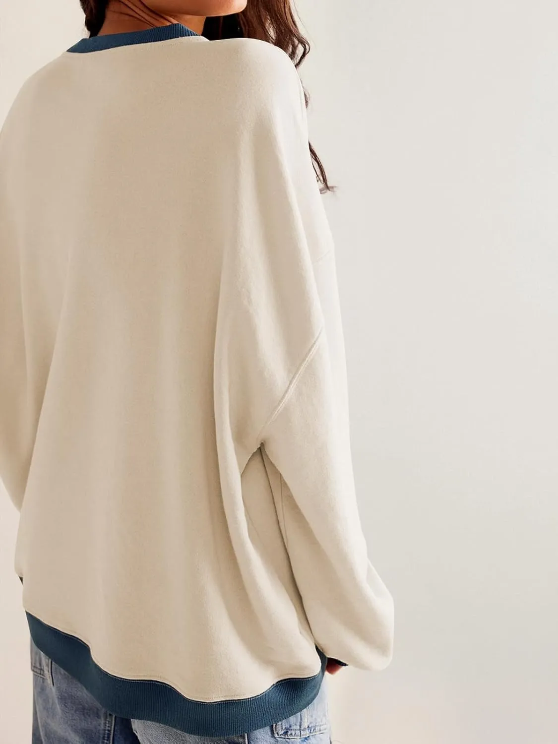 Women's Sweatshirt Fall Casual Crew Neck Pullover Loose Long Sleeve Tops Color Block Hoodies Oversized Shirts