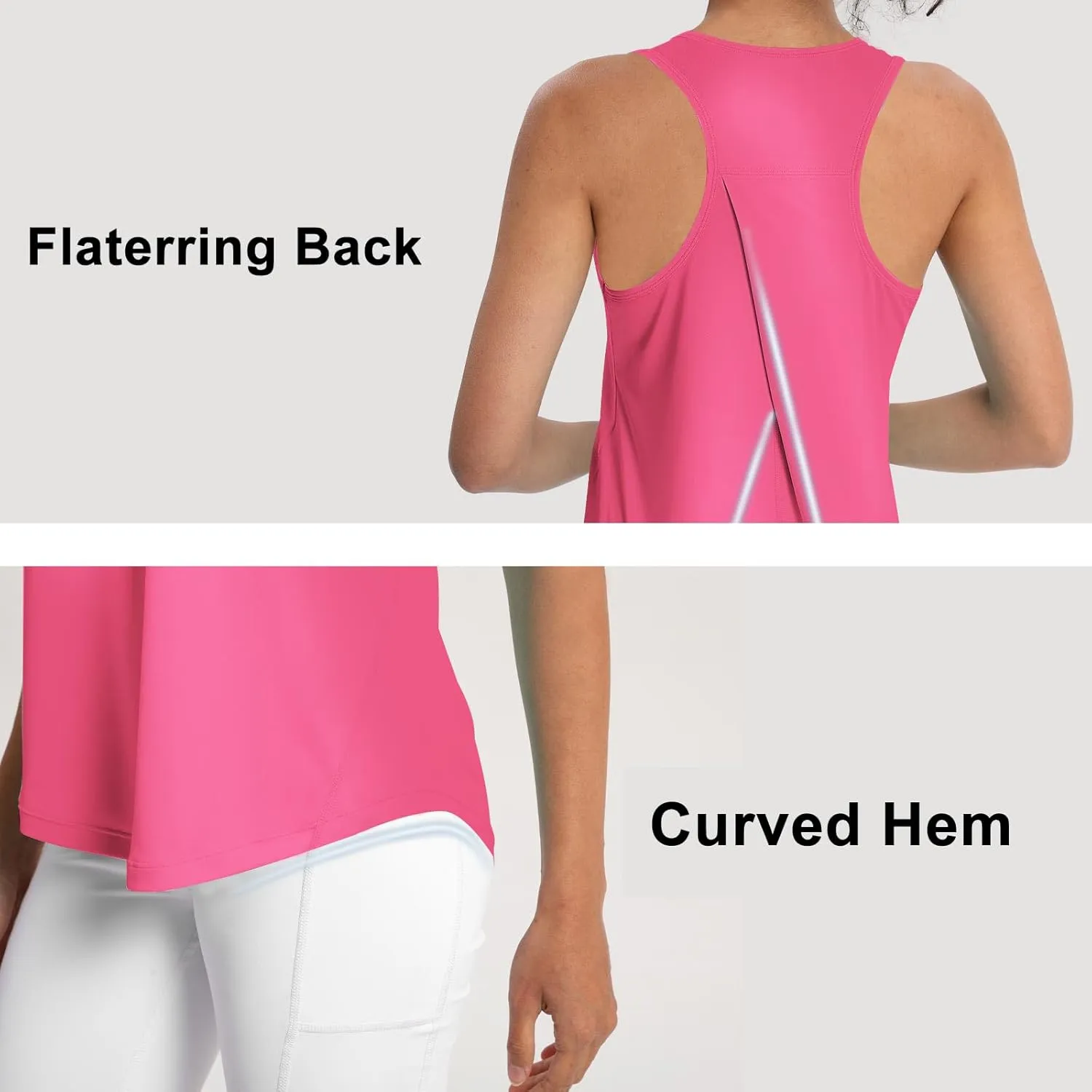 Women's Workout Tank Tops Racerback Top Sleeveless Running Shirts Athletic Gym Sports UPF 50 