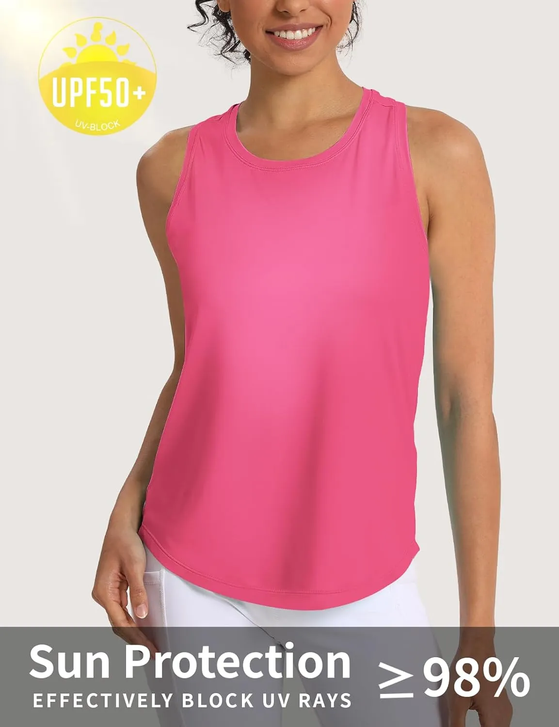 Women's Workout Tank Tops Racerback Top Sleeveless Running Shirts Athletic Gym Sports UPF 50 