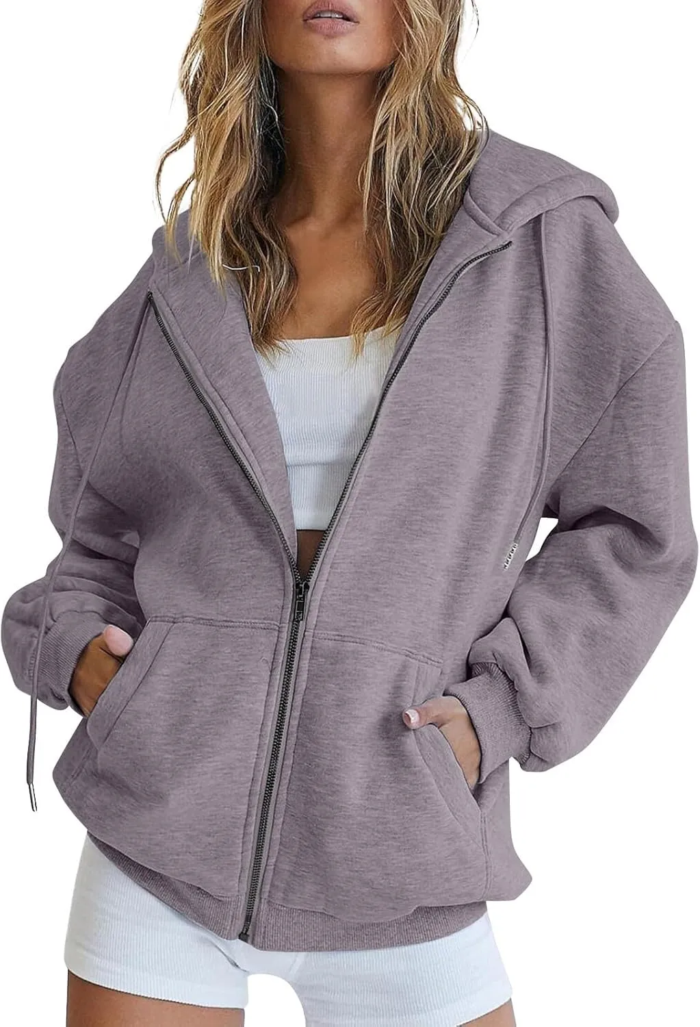 Womens Zip Up Hoodies Long Sleeve Sweatshirts Fall Outfits Oversized Sweaters Casual Fashion Y2K Jackets Pockets
