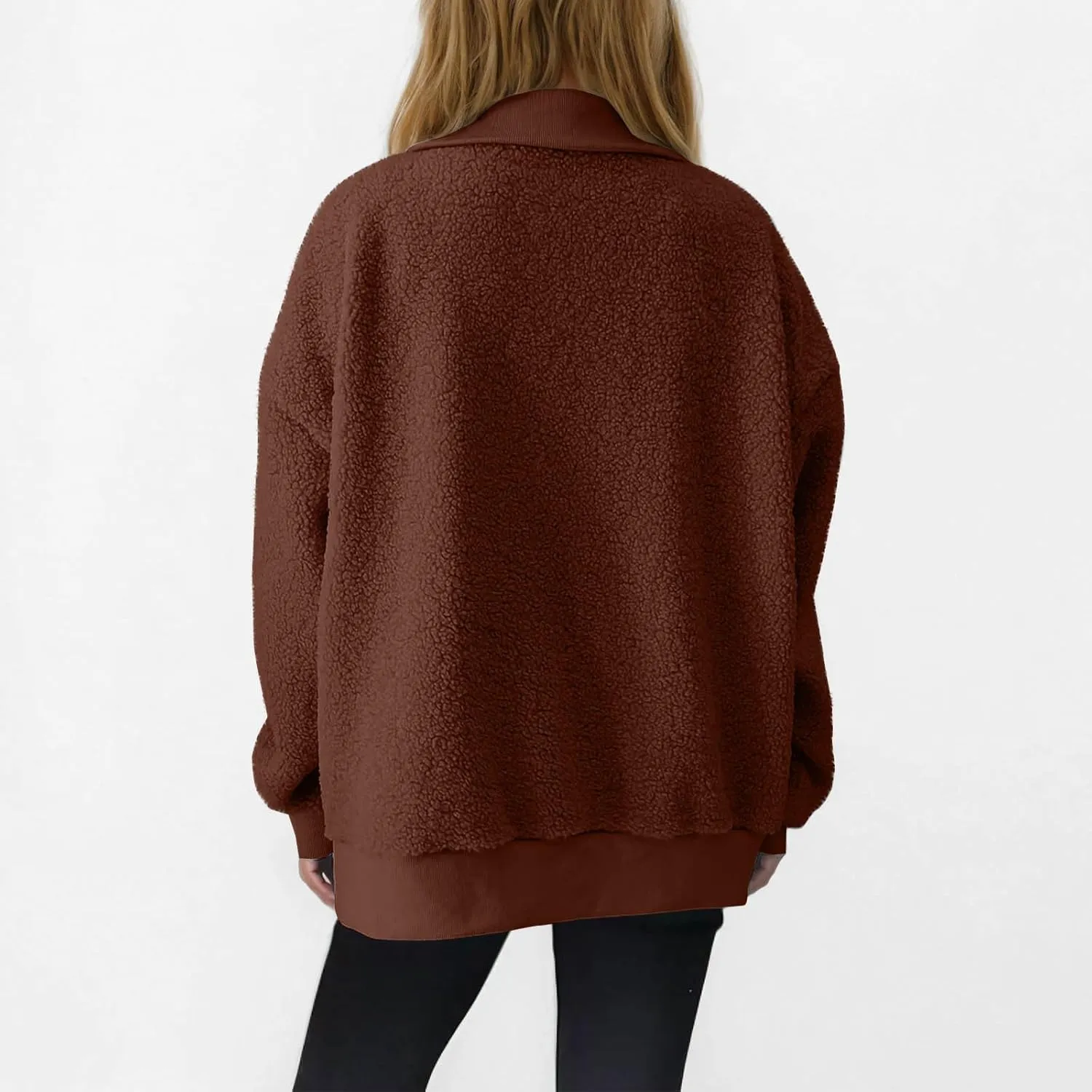 Women's Zip Up Sweatshirt Sherpa Fuzzy Fleece Hoodies Cozy Pullover Soft Sweaters Tops 2024 Fall Trendy Clothes