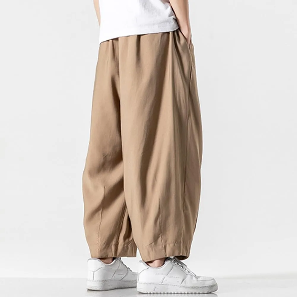 XYGJZ Mens Casual Elastic Waist Pants Summer Lightweight Harem Pants