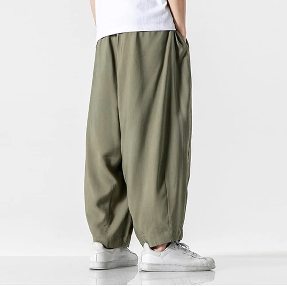 XYGJZ Mens Casual Elastic Waist Pants Summer Lightweight Harem Pants