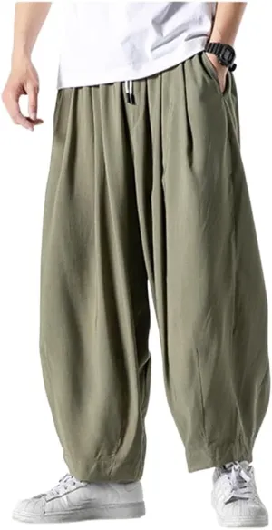XYGJZ Mens Casual Elastic Waist Pants Summer Lightweight Harem Pants