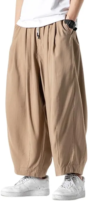 XYGJZ Mens Casual Elastic Waist Pants Summer Lightweight Harem Pants