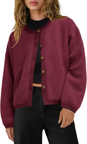 Yanekop Womens Sherpa Jacket Button Down Fleece Winter Coat Fuzzy Jackets Chunky Cardigan Sweaters Open Knit Sweater