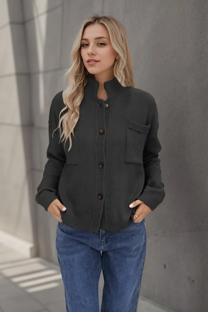 YKR Chunky Cardigan Sweaters for Women Trendy Button Up Casual Loose Knit Sweater Tops with Pockets