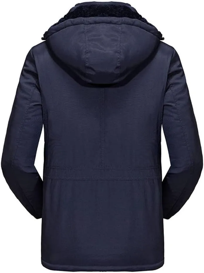 Youllyuu Winter Coat Men Thicken Fleece Jackets Windbreaker Parkas Detachable Hoodies Cotton-Padded