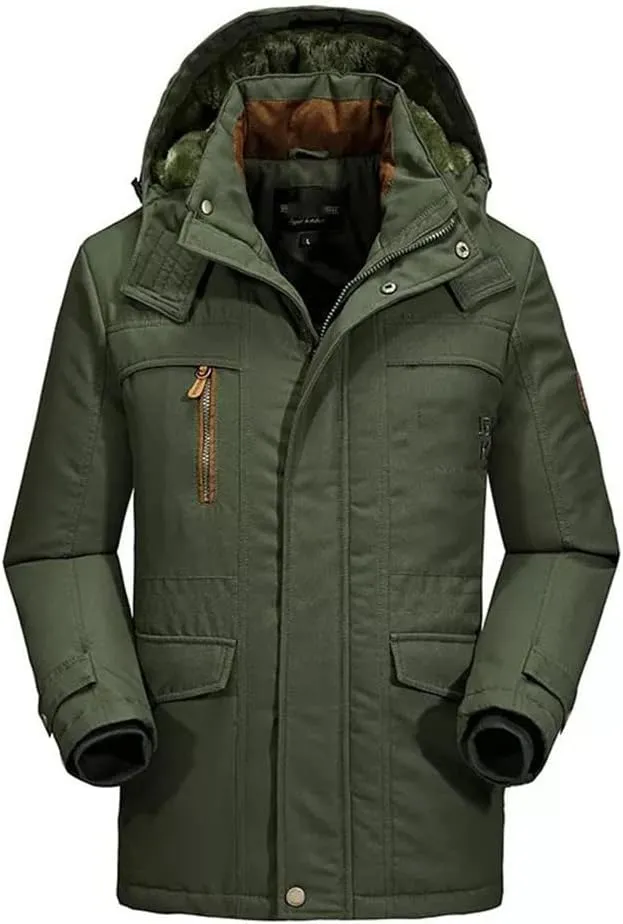 Youllyuu Winter Coat Men Thicken Fleece Jackets Windbreaker Parkas Detachable Hoodies Cotton-Padded