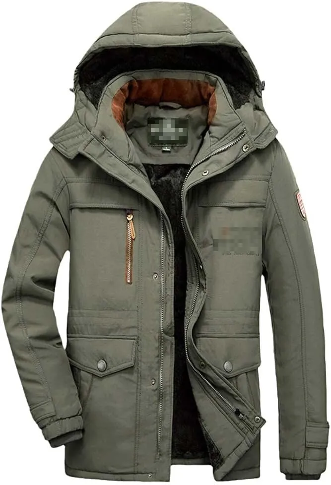 Youllyuu Winter Coat Men Thicken Fleece Jackets Windbreaker Parkas Detachable Hoodies Cotton-Padded