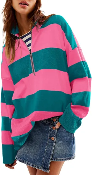 Yousify Oversized Womens Sweaters Fall 2024 Half Zipper Turtleneck Sweater Long Sleeve Tops S-2XL