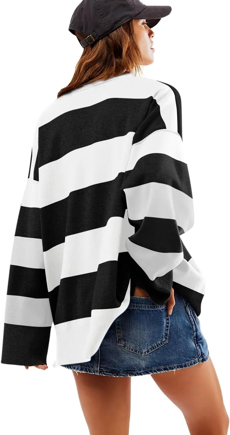Yousify Oversized Womens Sweaters Fall 2024 Half Zipper Turtleneck Sweater Long Sleeve Tops S-2XL