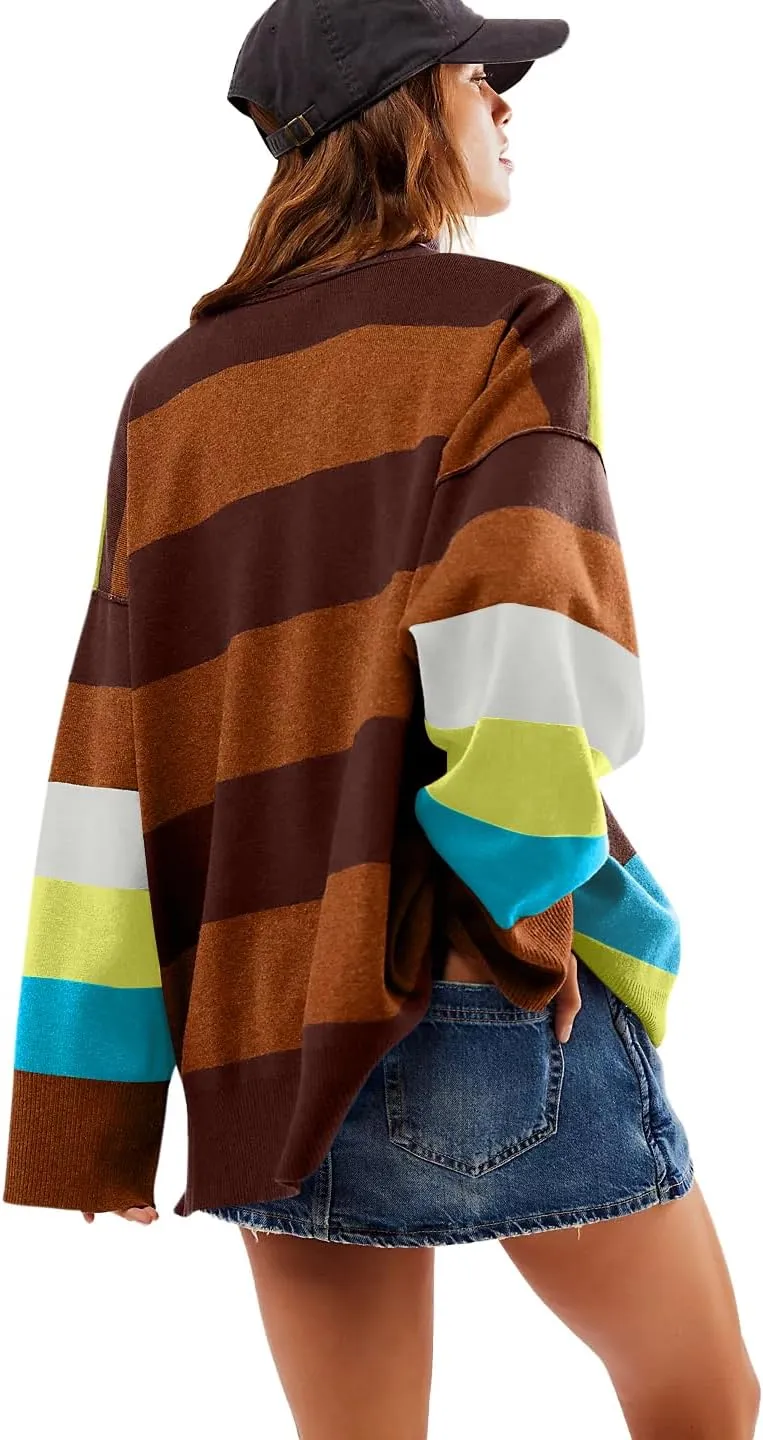 Yousify Oversized Womens Sweaters Fall 2024 Half Zipper Turtleneck Sweater Long Sleeve Tops S-2XL
