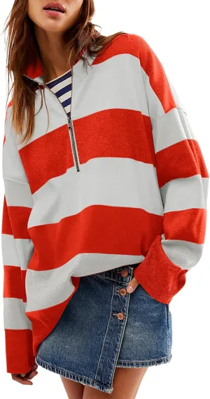 Yousify Oversized Womens Sweaters Fall 2024 Half Zipper Turtleneck Sweater Long Sleeve Tops S-2XL