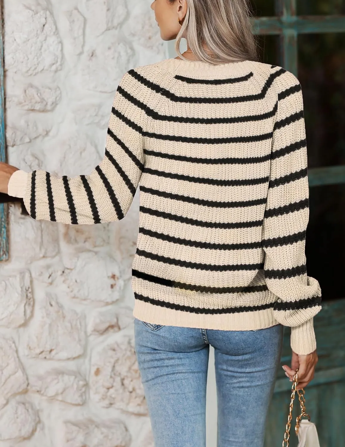 Zeagoo Women's 2025 Fall Chunky Knit Cardigans Open Front Long Sleeve V Neck Button Loose Cardigan Sweaters