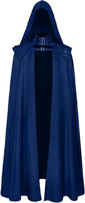 ZYXTIM 2 Pieces Set Mens Vintage Gothic Hooded Cape Robe Cloak Plus Size Mediveral Wizard Halloween Cosplay Costume