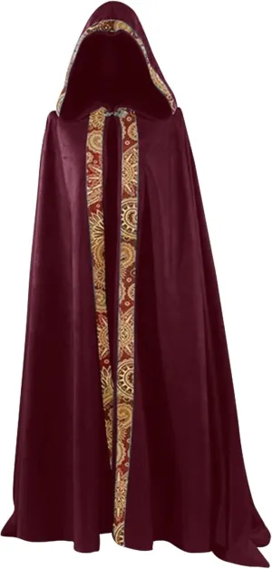 ZYXTIM Medieval Cloak Costume, Plus Size Mens Vintage Halloween Costume Hooded Cosplay Sorcerer Robe
